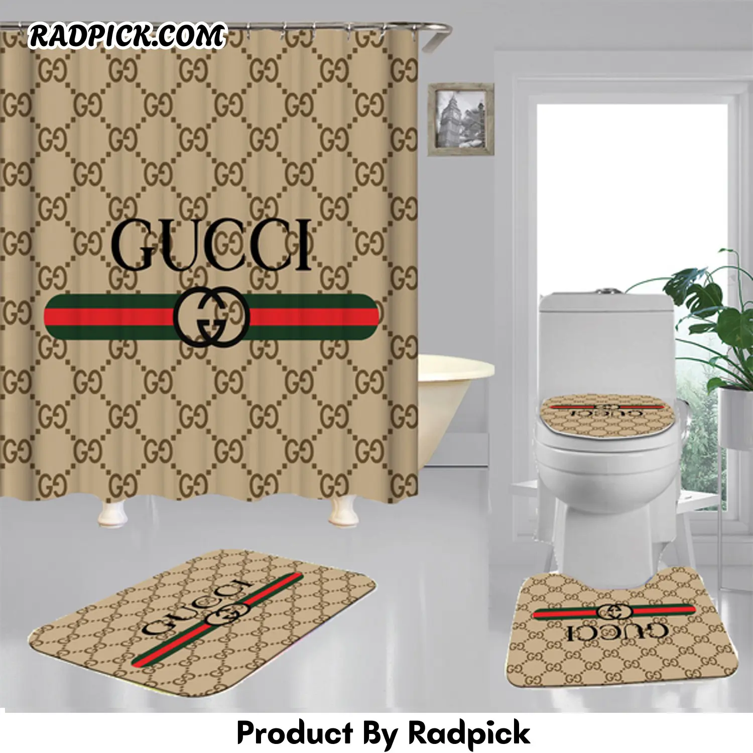 Gucci gc shower curtain waterproof luxury bath mat sets v12  rp387762